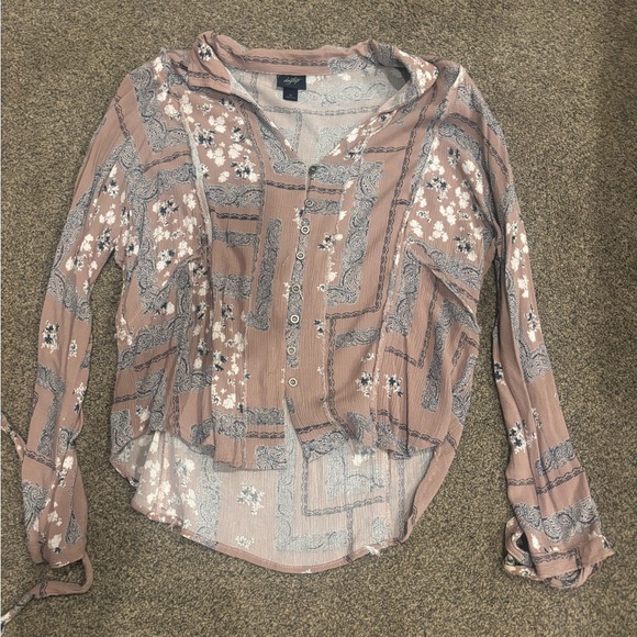 Daytrip Tops - Daytrip Mauve Floral Button-Down Shirt
